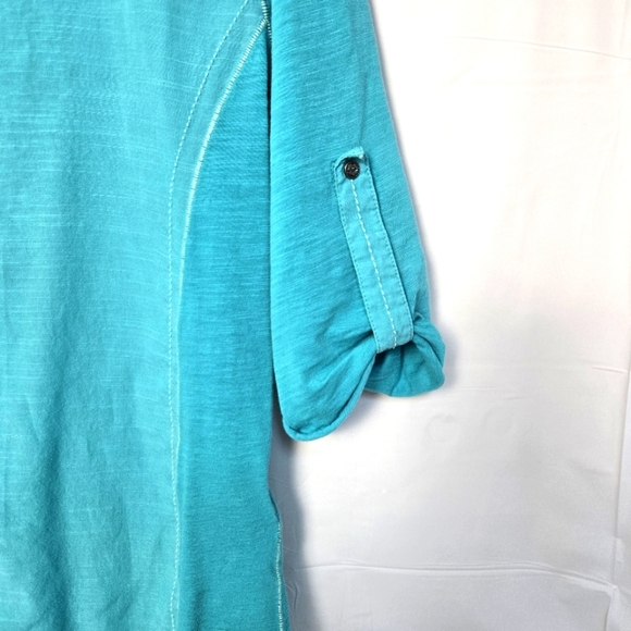 Kuhl Aqua Button-Up Women's Top Blouse Roll Tab 3/4 Sleeves Size L - Picture 2 of 9
